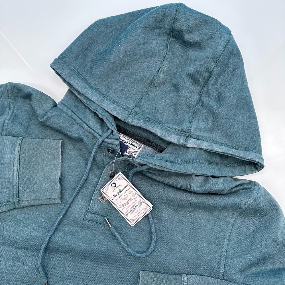 Flag & Anthem Men's 1/4 Button Henley Hoody Sweatshirt, Size Medium,‎ Seagreen